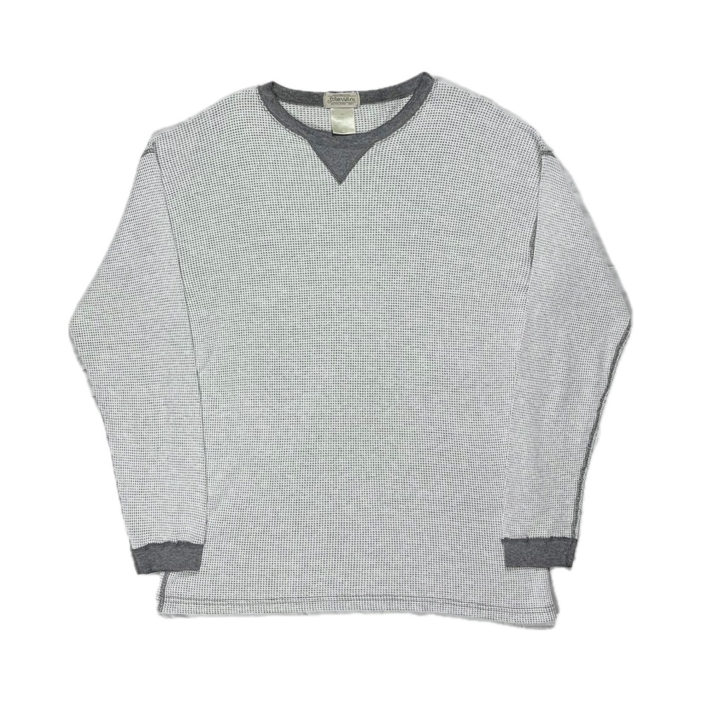 Vtg 90s St John's Bay USA white waffle knit longsleeve thermal shirt mens medium